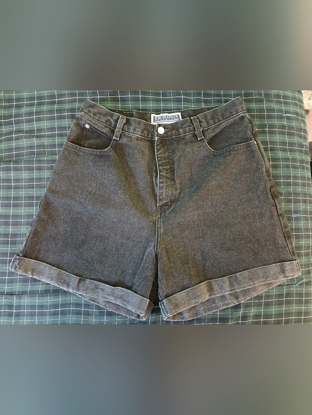 Vintage Black Denim Mom Shorts